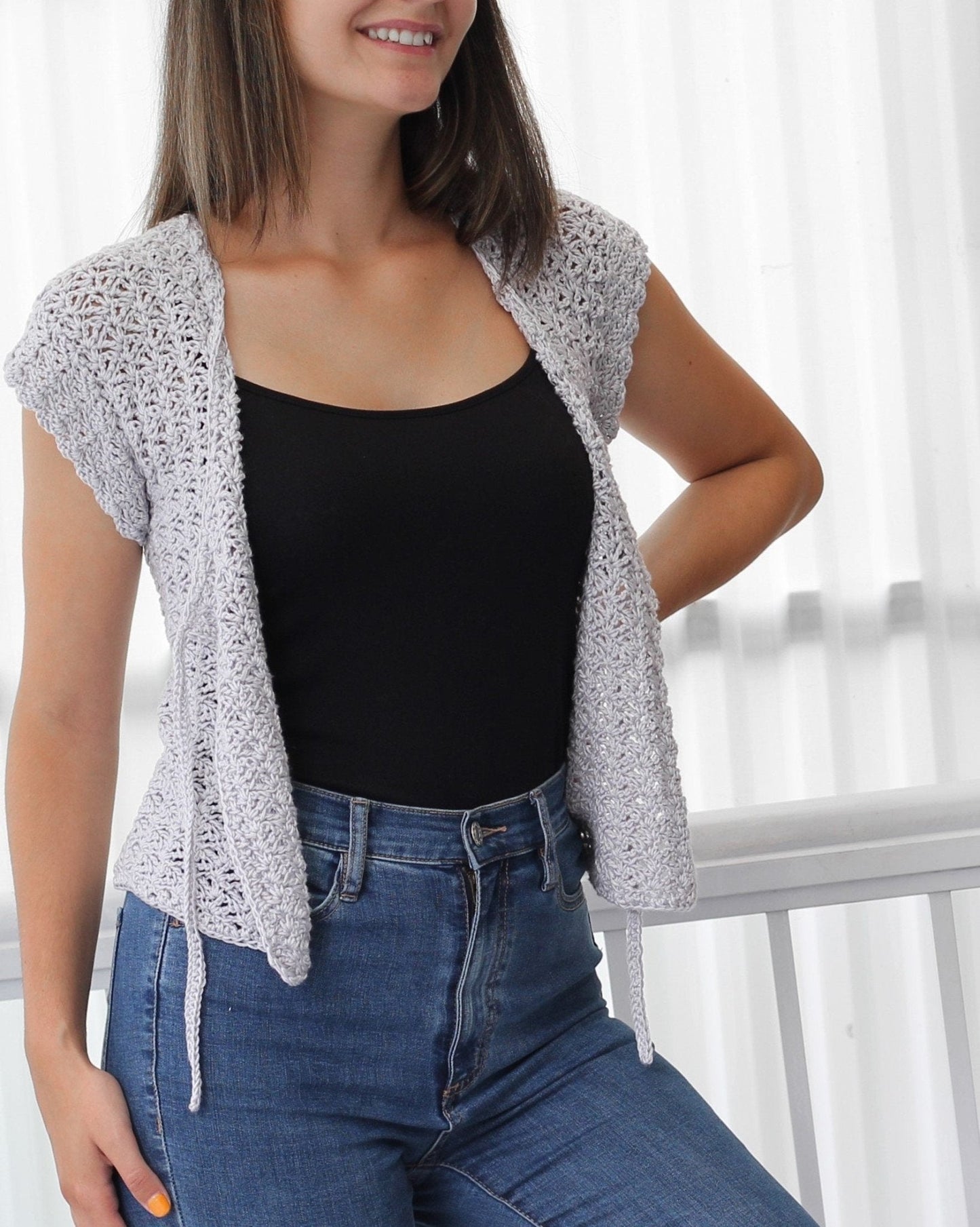 Crochet Pattern AVALIS Summer Cardigan โ PDF (XSโ3XL) - Hakel Liebe