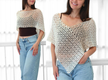 Crochet pattern-NATALIE, Crochet poncho pattern– PDF (XS–XXL)
