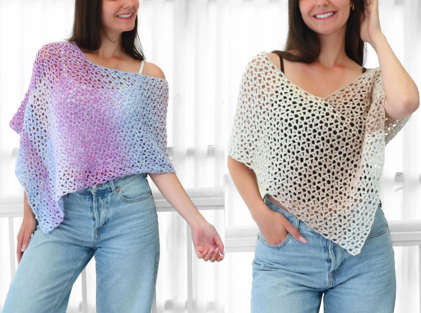 Crochet pattern-NATALIE, Crochet poncho pattern– PDF (XS–XXL)