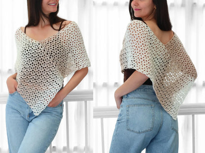 Crochet pattern-NATALIE, Crochet poncho pattern– PDF (XS–XXL)
