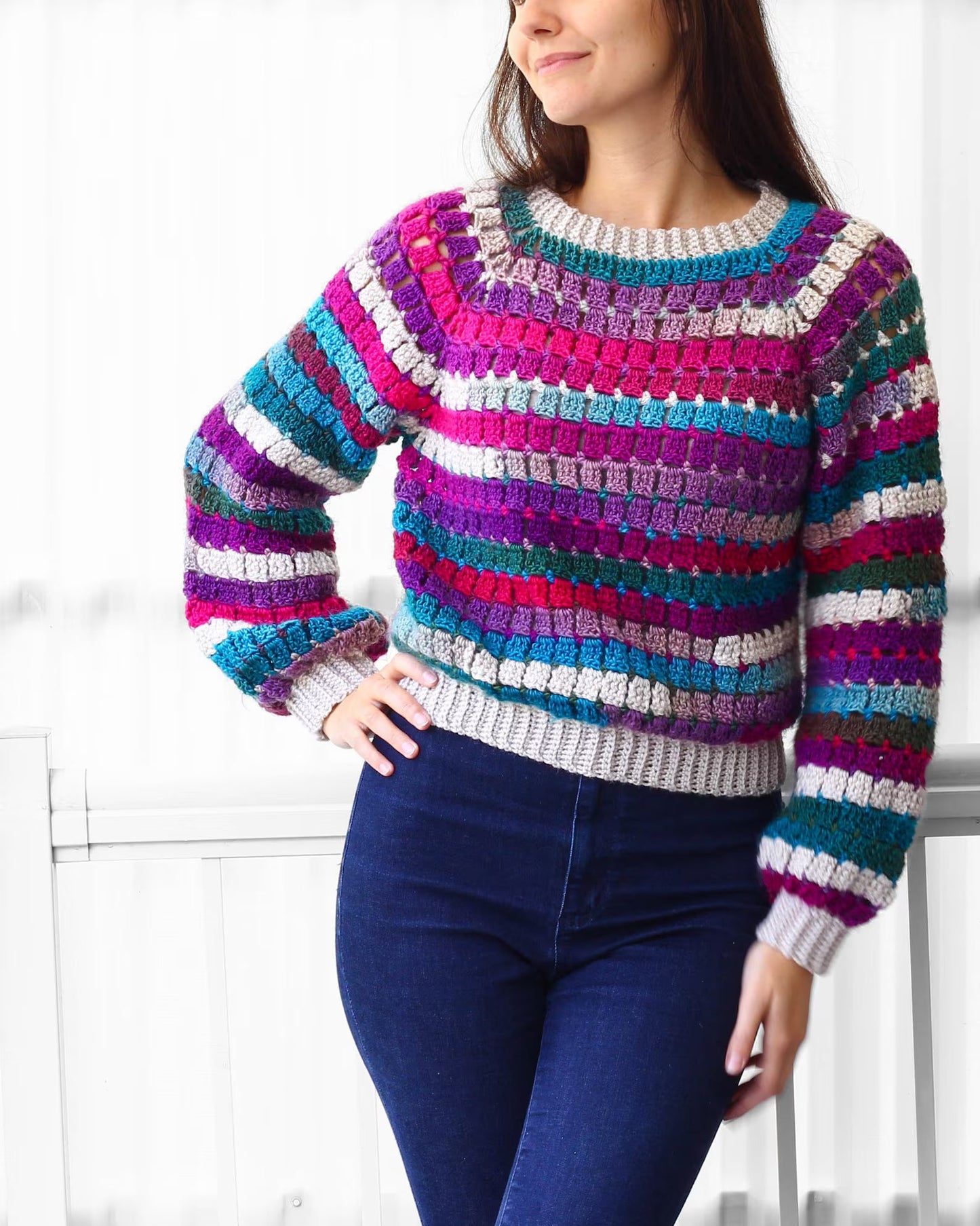 Crochet Pattern YARNOVIAS Easy Raglan Sweater – PDF (XS–3XL)