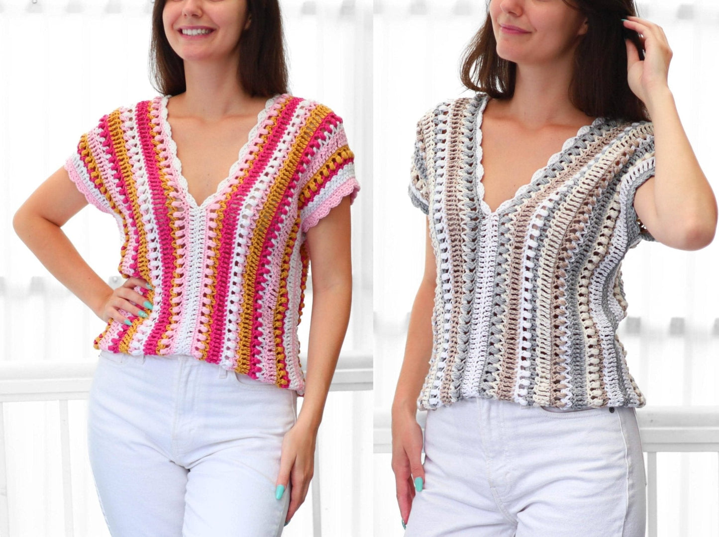 Crochet Pattern VELLELIS V-Neck Top – PDF (XS–3XL) - Hakel Liebe
