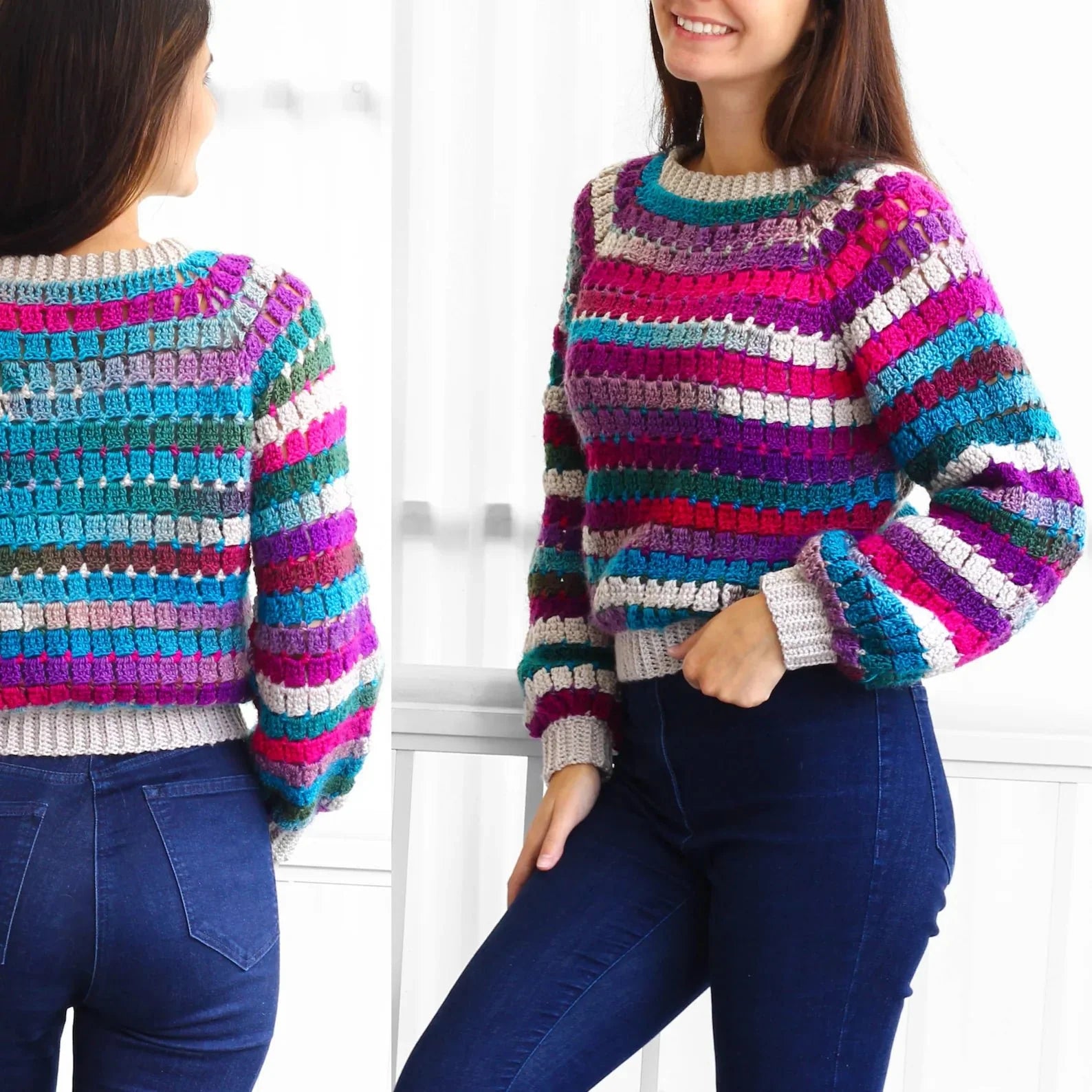 Crochet Pattern YARNOVIAS Easy Raglan Sweater – PDF (XS–3XL) - Hakel Liebe