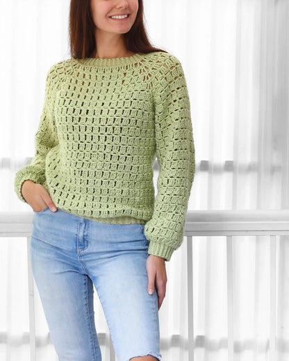 Crochet Pattern YARNOVIAS Easy Raglan Sweater – PDF (XS–3XL) - Hakel Liebe