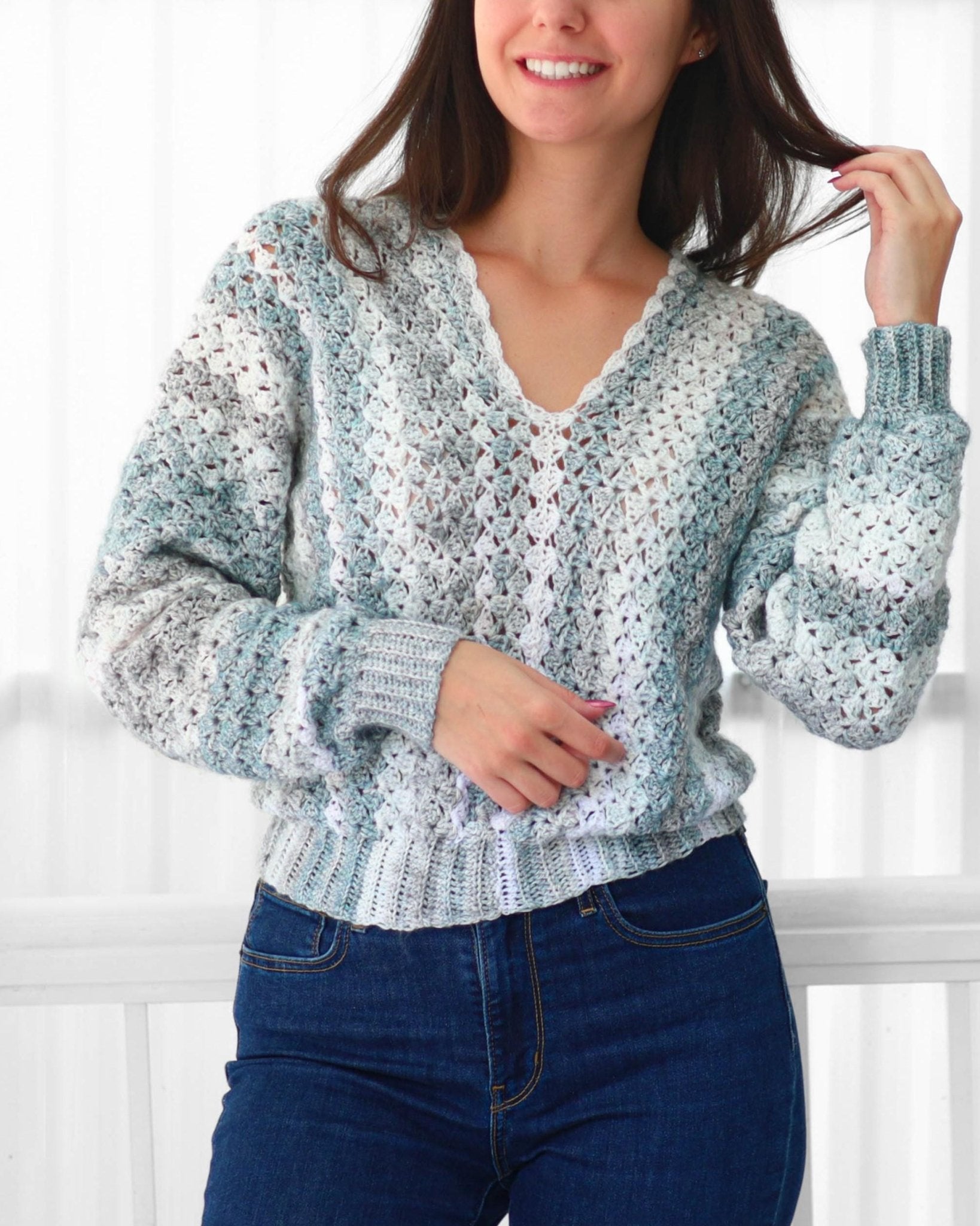 Crochet Pattern SHELLELIS Shell Stitch Sweater – PDF (XS–3XL) - Hakel Liebe