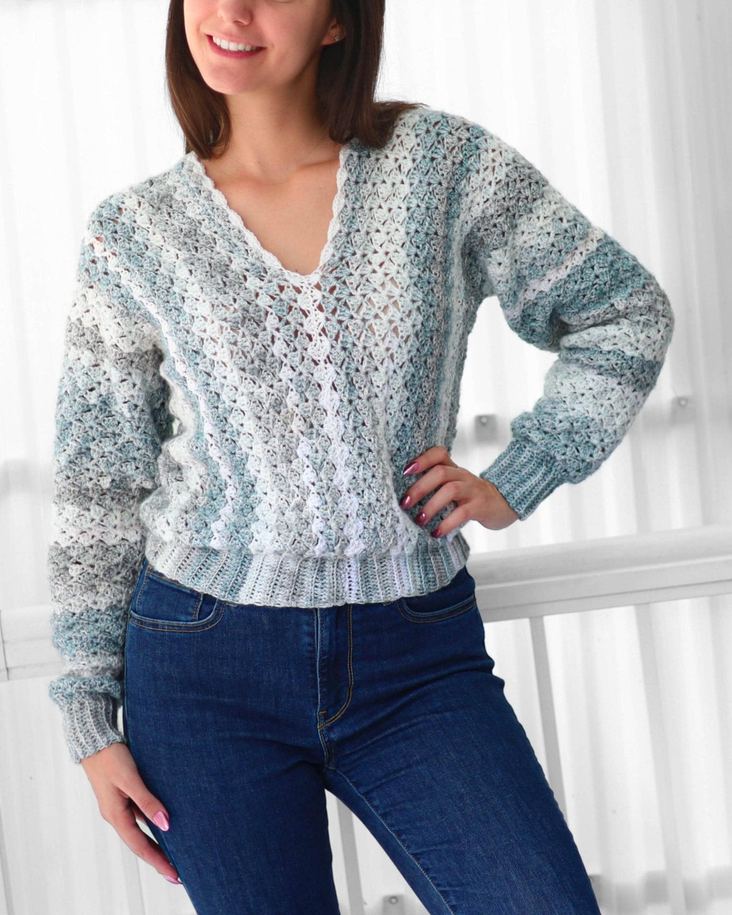 Crochet Pattern SHELLELIS Shell Stitch Sweater – PDF (XS–3XL) - Hakel Liebe