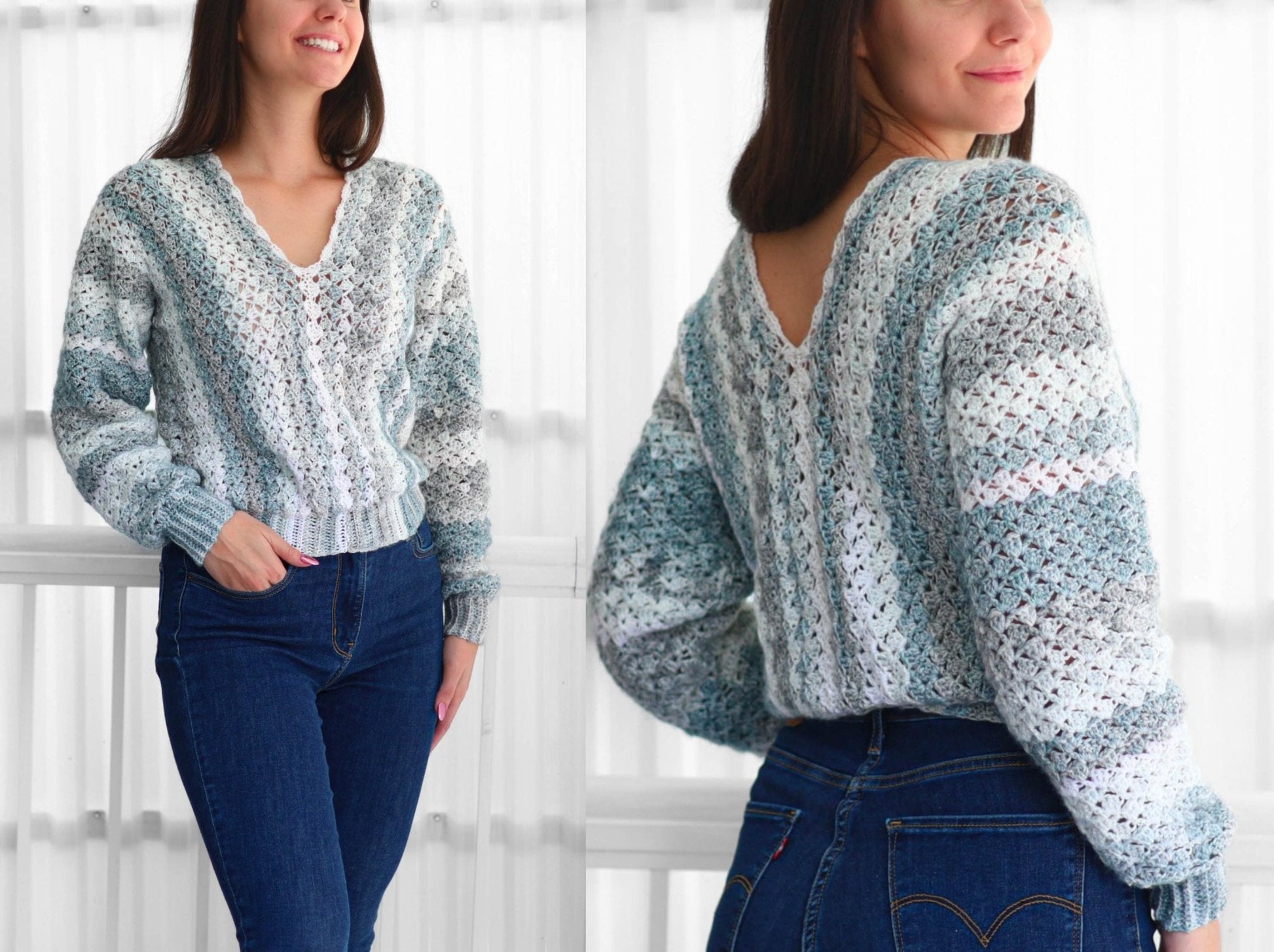 Crochet Pattern SHELLELIS Shell Stitch Sweater – PDF (XS–3XL) - Hakel Liebe
