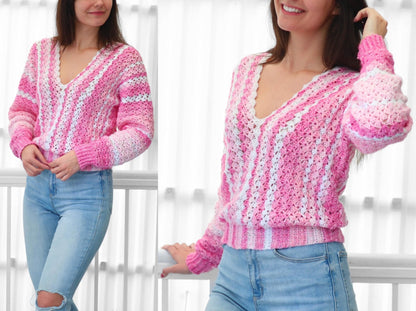 Crochet Pattern SHELLELIS Shell Stitch Sweater – PDF (XS–3XL) - Hakel Liebe