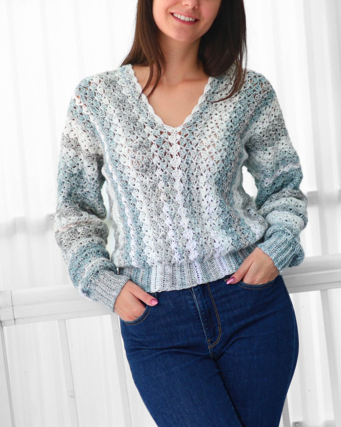 Crochet Pattern SHELLELIS Shell Stitch Sweater – PDF (XS–3XL) - Hakel Liebe