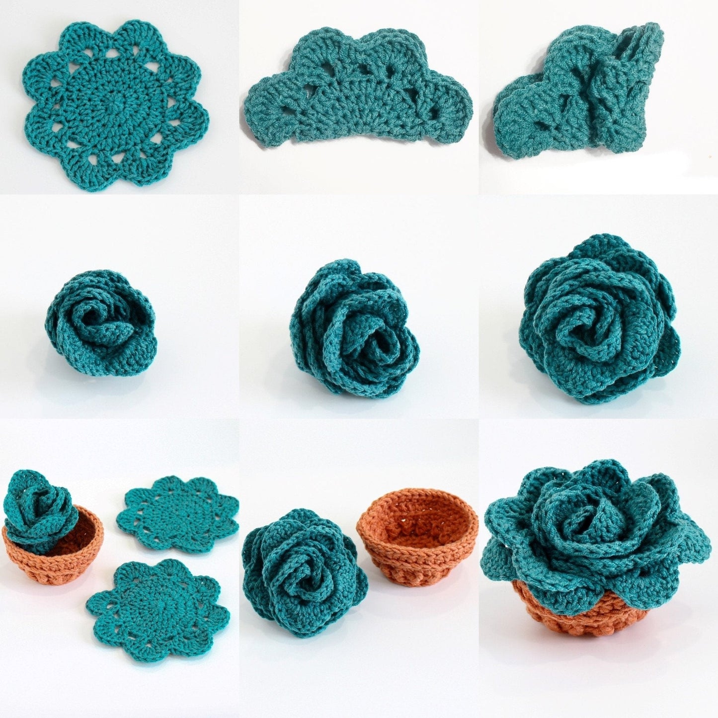 Crochet Pattern MAGICPOT Flower Pot Coasters – PDF - Hakel Liebe