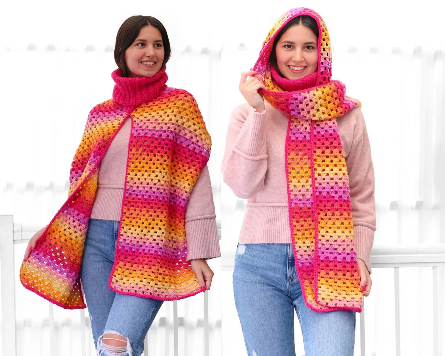 Crochet Pattern TRIOLUNE 3-in-1 Granny Scarf – PDF - Hakel Liebe