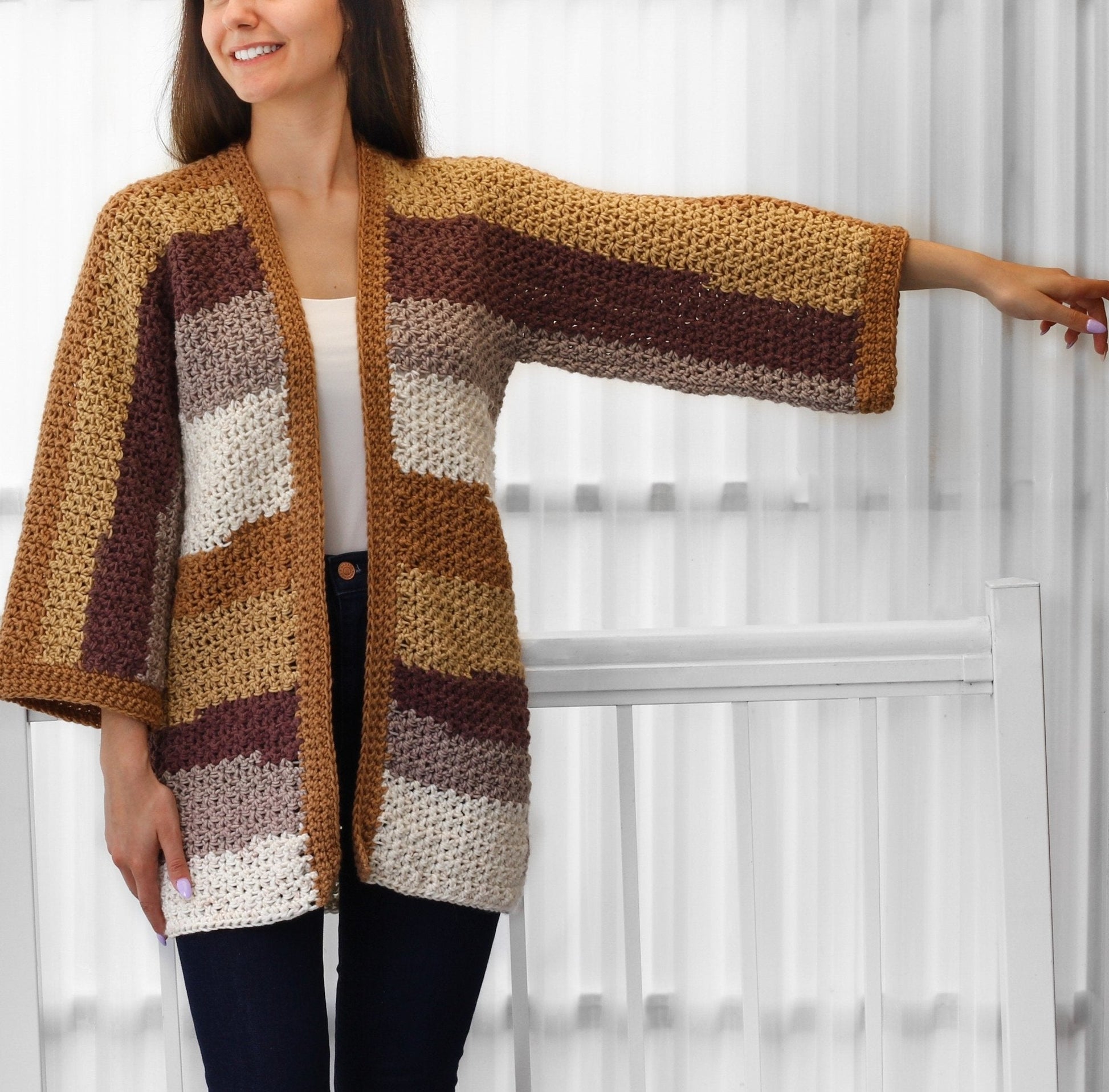 Crochet Pattern CHLOELIS Kimono Cardigan – PDF (XS–3XL) - Hakel Liebe