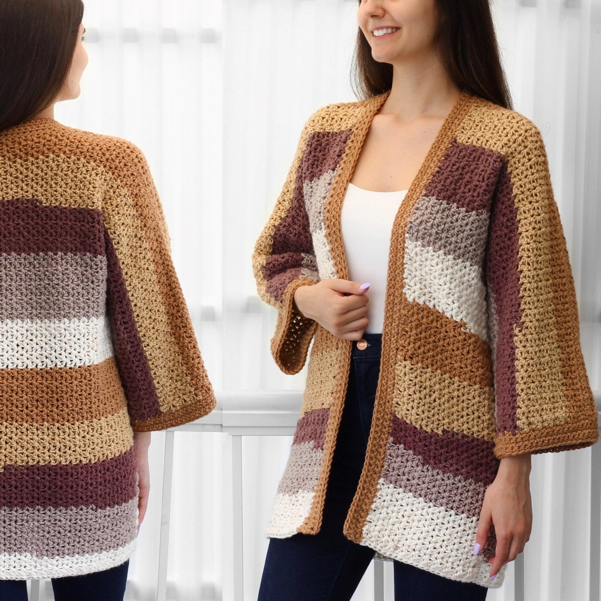 Crochet Pattern CHLOELIS Kimono Cardigan – PDF (XS–3XL) - Hakel Liebe