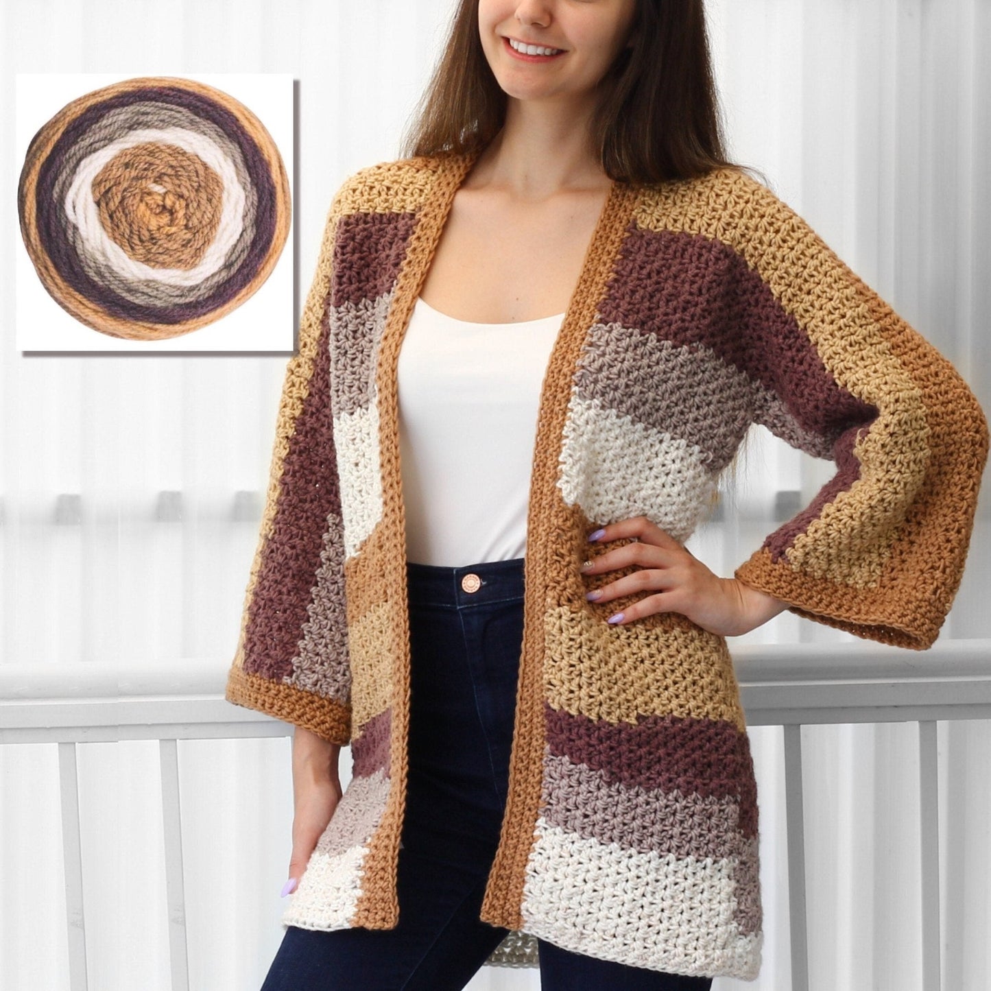 Crochet Pattern CHLOELIS Kimono Cardigan – PDF (XS–3XL) - Hakel Liebe