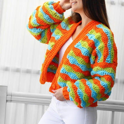 Crochet Pattern CHUNKELIS Striped Cardigan – PDF (XS–3XL) - Hakel Liebe