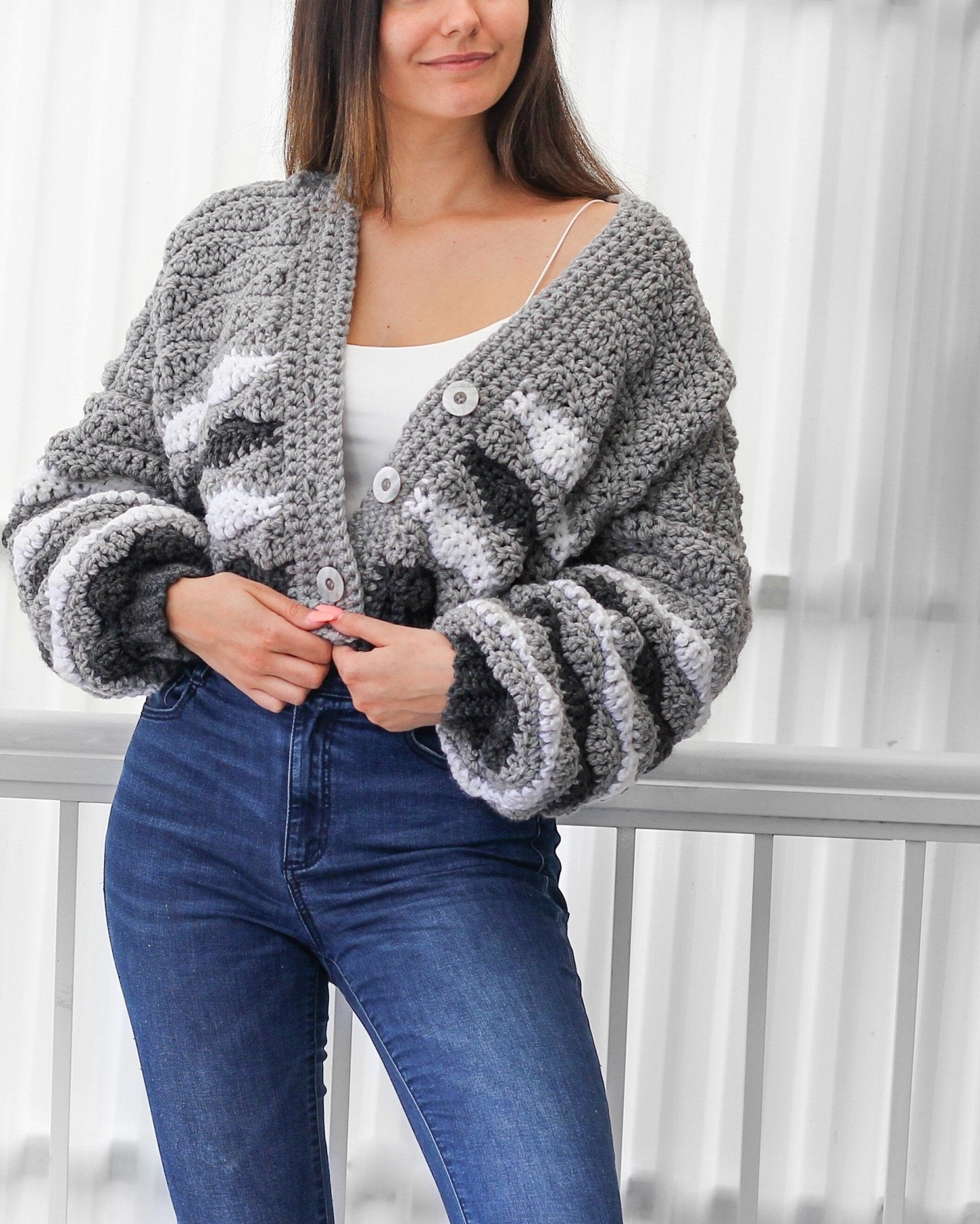 Crochet Pattern CHUNKOVIA Striped Cardigan – PDF (XS–3XL) - Hakel Liebe