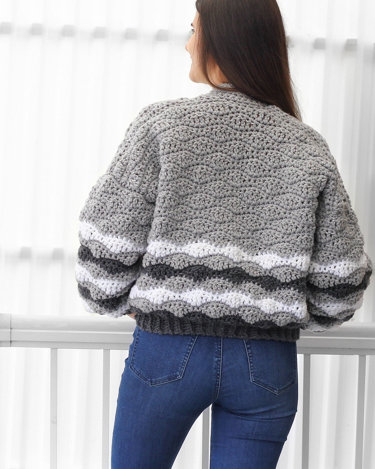 Crochet Pattern CHUNKOVIA Striped Cardigan – PDF (XS–3XL) - Hakel Liebe