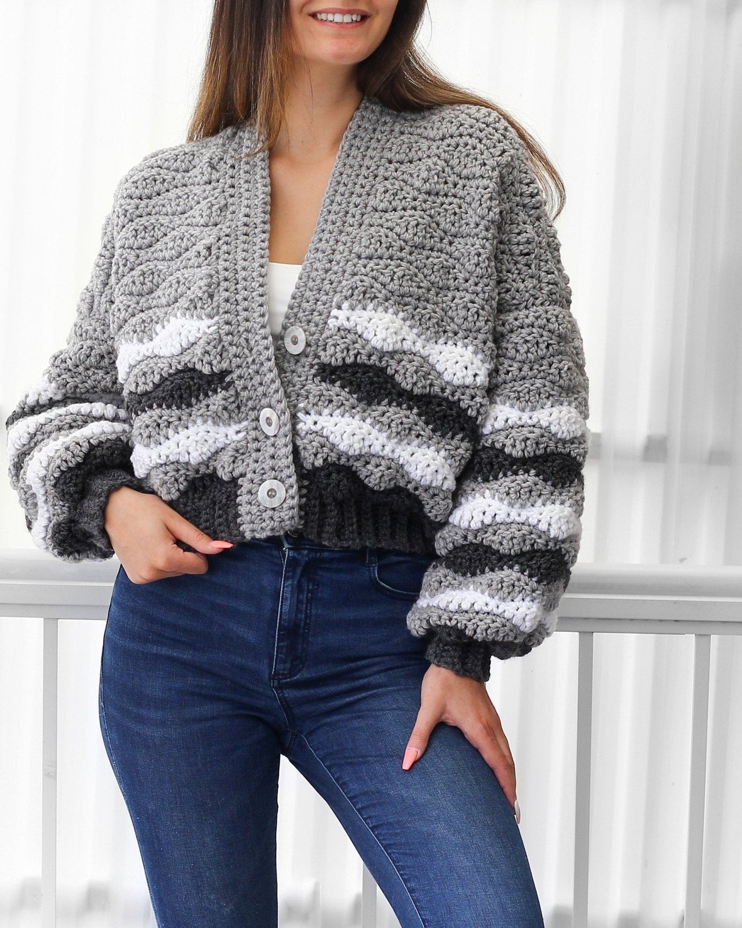Crochet Pattern CHUNKOVIA Striped Cardigan – PDF (XS–3XL) - Hakel Liebe