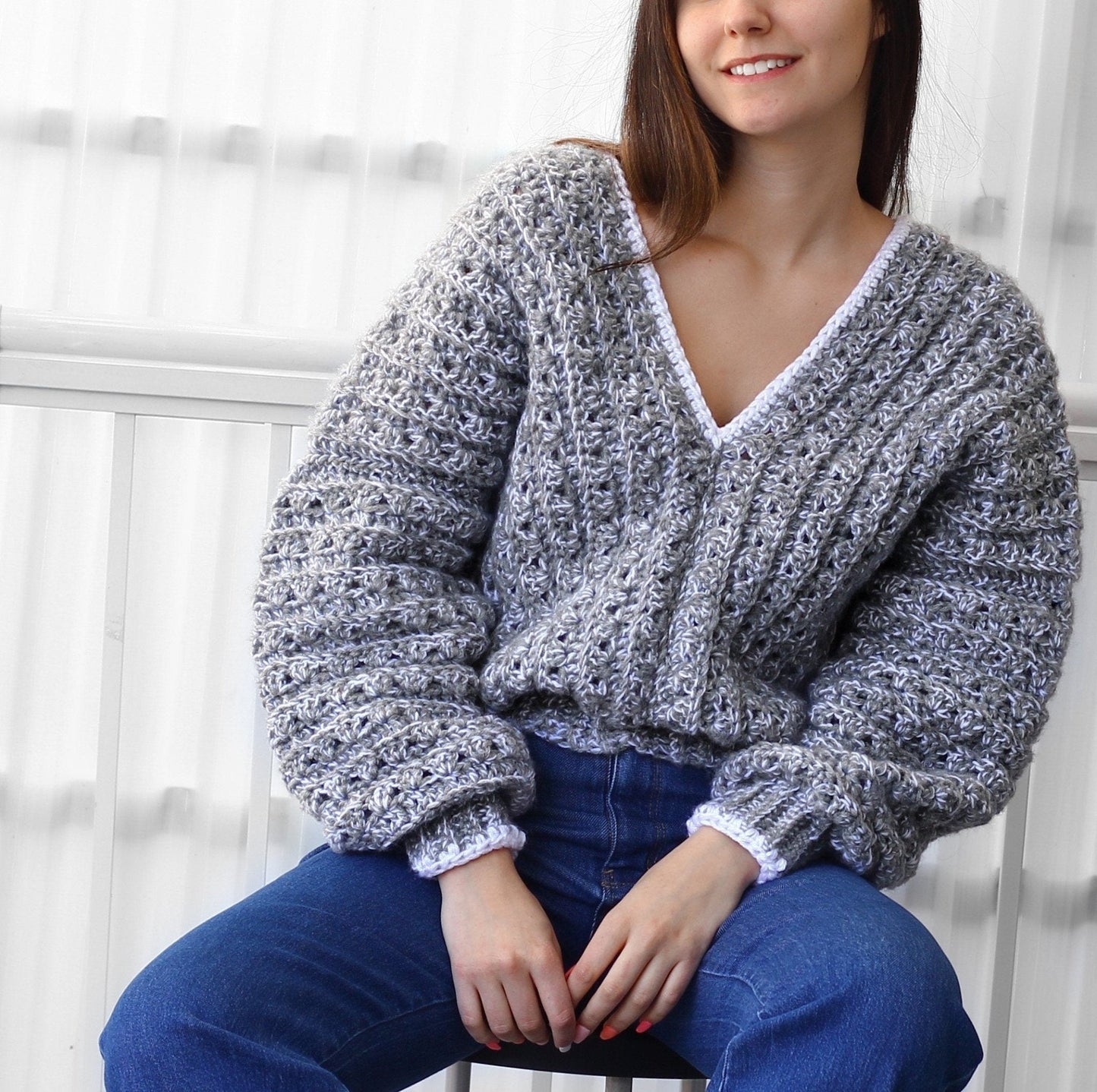 Crochet Pattern STREIFELIS Oversized Striped Sweater – PDF (XS–4XL) - Hakel Liebe