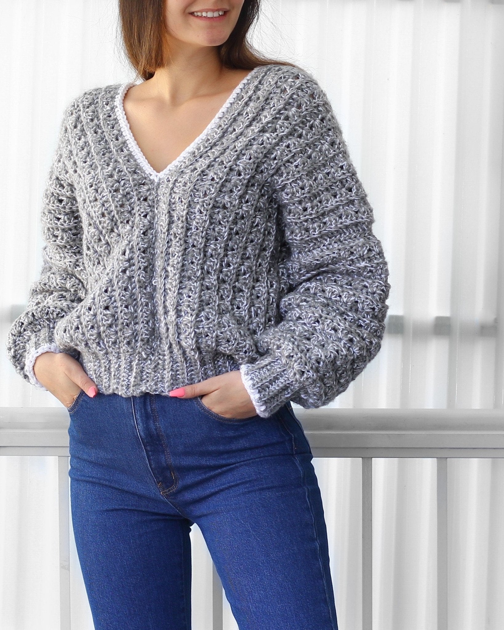 Crochet Pattern STREIFELIS Oversized Striped Sweater – PDF (XS–4XL) - Hakel Liebe