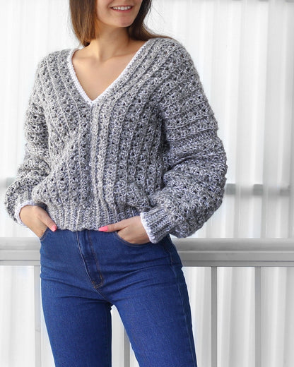 Crochet Pattern STREIFELIS Oversized Striped Sweater – PDF (XS–4XL) - Hakel Liebe