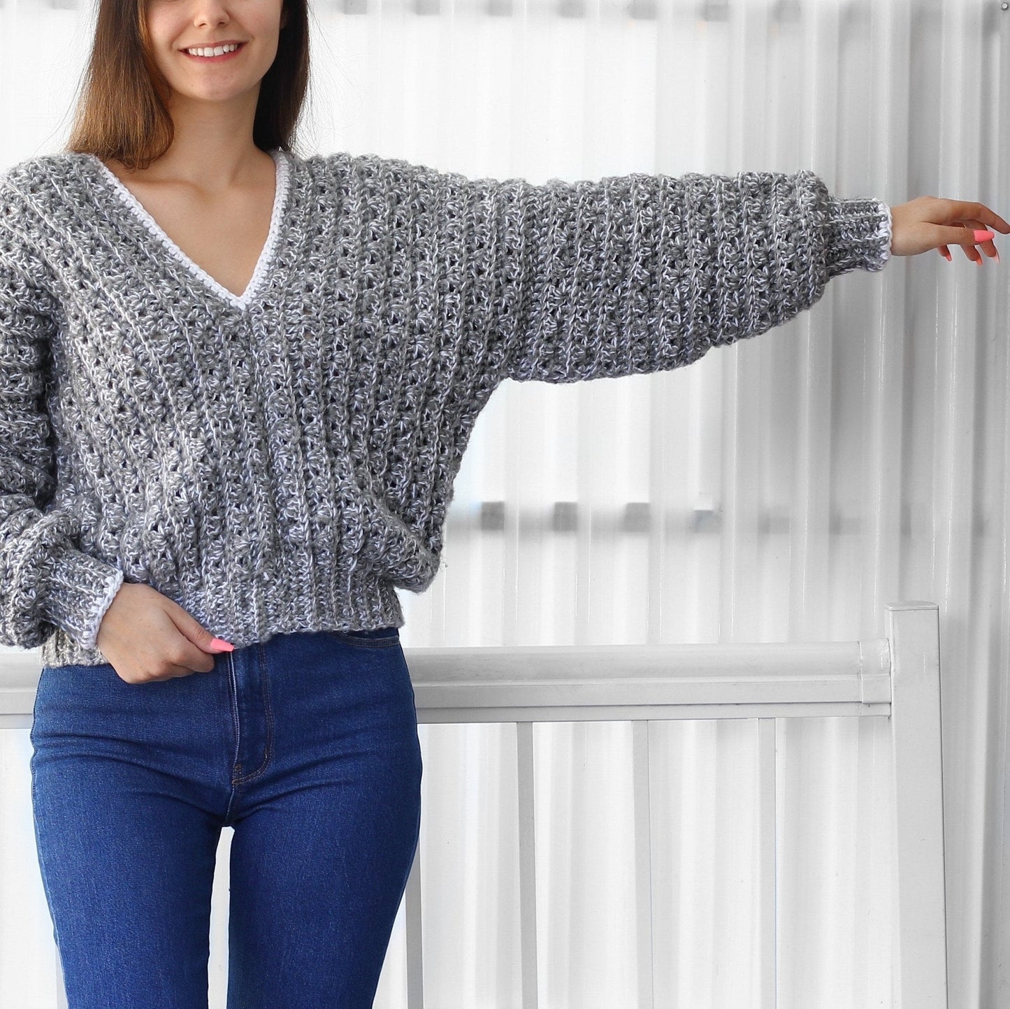 Crochet Pattern STREIFELIS Oversized Striped Sweater – PDF (XS–4XL) - Hakel Liebe
