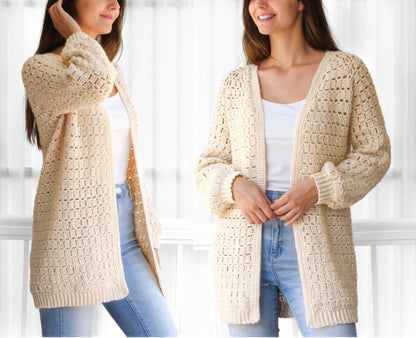 Crochet Pattern RAGLOVIA Raglan Cardigan – PDF (XS–3XL) - Hakel Liebe