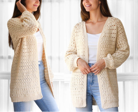 Crochet Pattern RAGLOVIA Raglan Cardigan – PDF (XS–3XL) - Hakel Liebe
