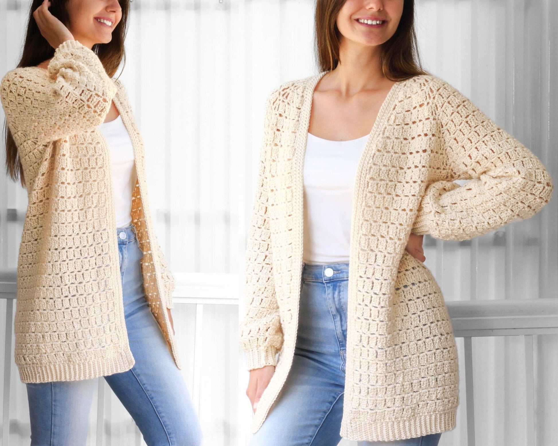 Crochet Pattern RAGLOVIA Raglan Cardigan – PDF (XS–3XL) - Hakel Liebe