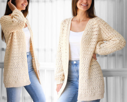 Crochet Pattern RAGLOVIA Raglan Cardigan – PDF (XS–3XL) - Hakel Liebe