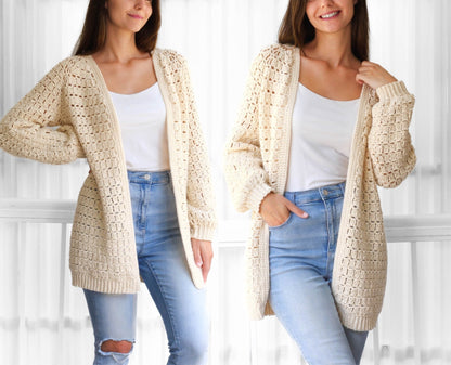 Crochet Pattern RAGLOVIA Raglan Cardigan – PDF (XS–3XL) - Hakel Liebe