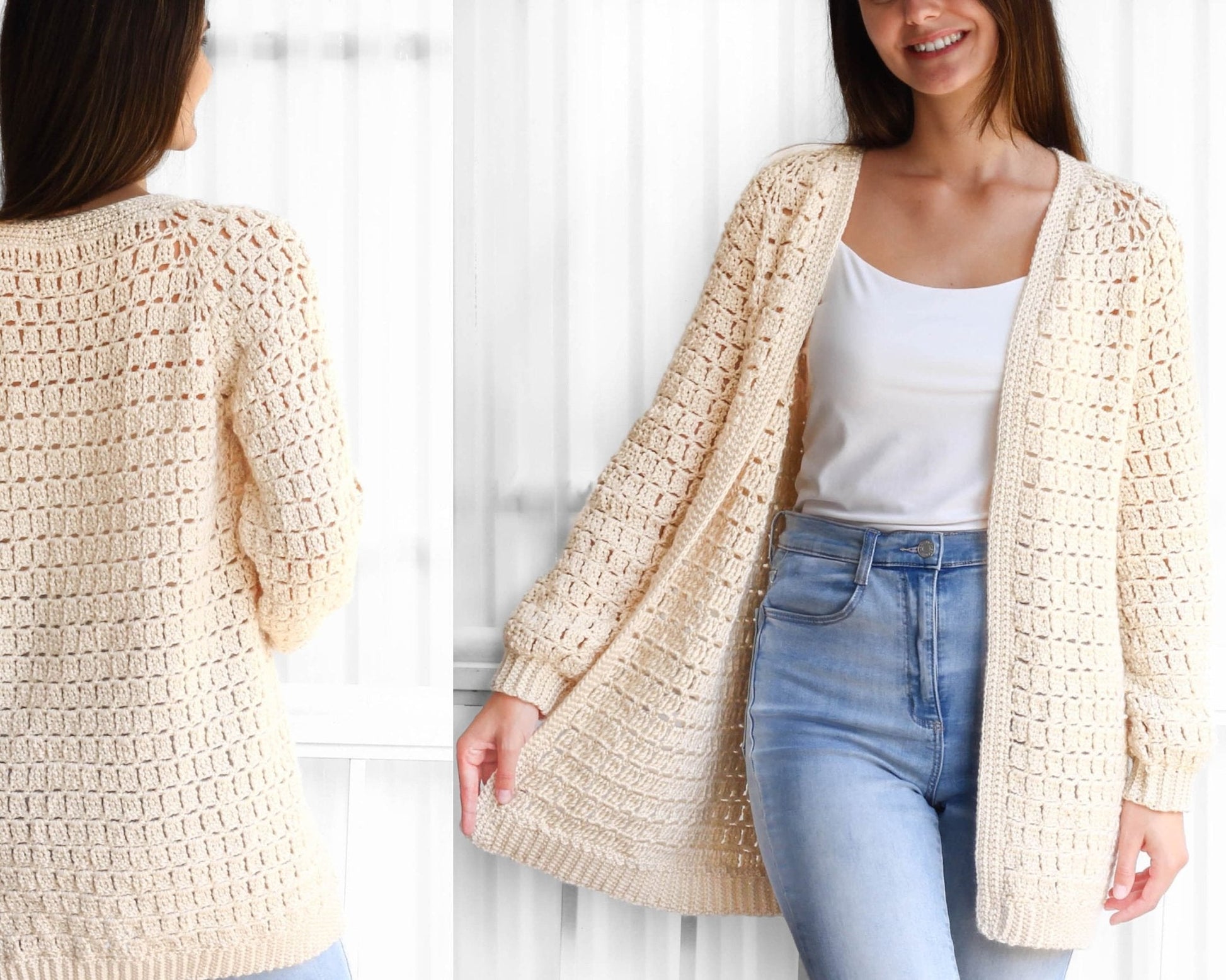 Crochet Pattern RAGLOVIA Raglan Cardigan – PDF (XS–3XL) - Hakel Liebe