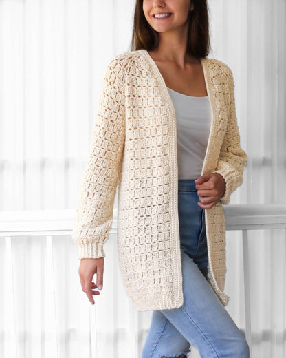 Crochet Pattern RAGLOVIA Raglan Cardigan – PDF (XS–3XL) - Hakel Liebe