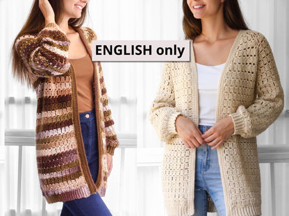 Crochet Pattern RAGLOVIA Raglan Cardigan – PDF (XS–3XL) - Hakel Liebe