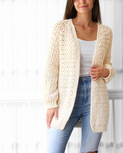 Crochet Pattern RAGLOVIA Raglan Cardigan – PDF (XS–3XL) - Hakel Liebe