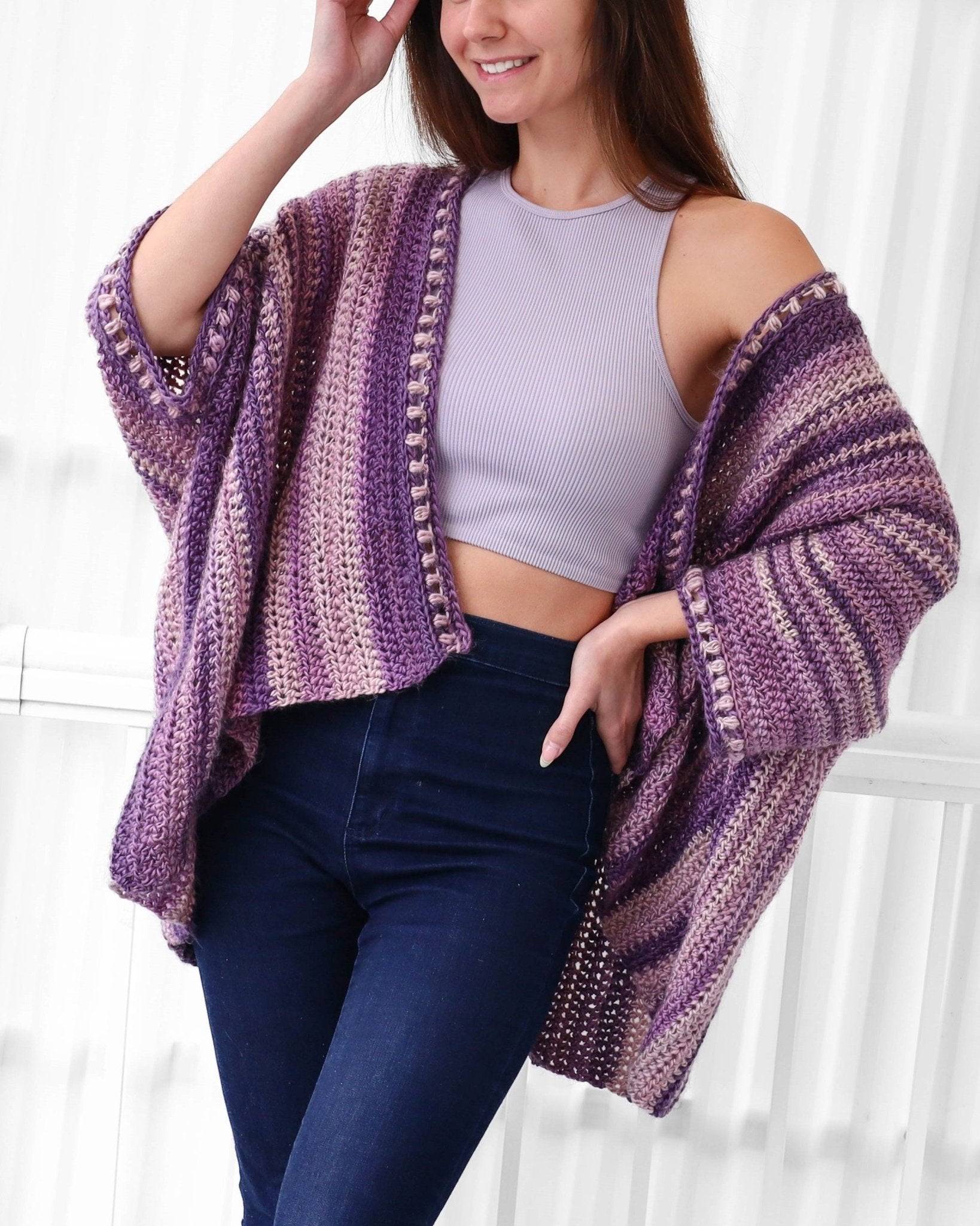 Crochet Pattern PONCHOVIA Poncho-Cardigan – PDF (XS–4XL) - Hakel Liebe