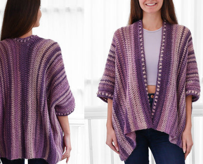 Crochet Pattern PONCHOVIA Poncho-Cardigan – PDF (XS–4XL) - Hakel Liebe