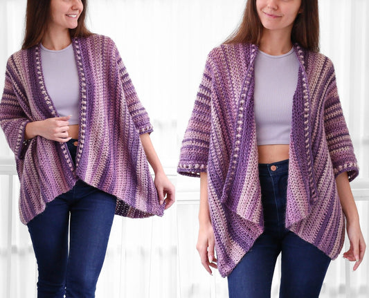 Crochet Pattern PONCHOVIA Poncho-Cardigan – PDF (XS–4XL) - Hakel Liebe