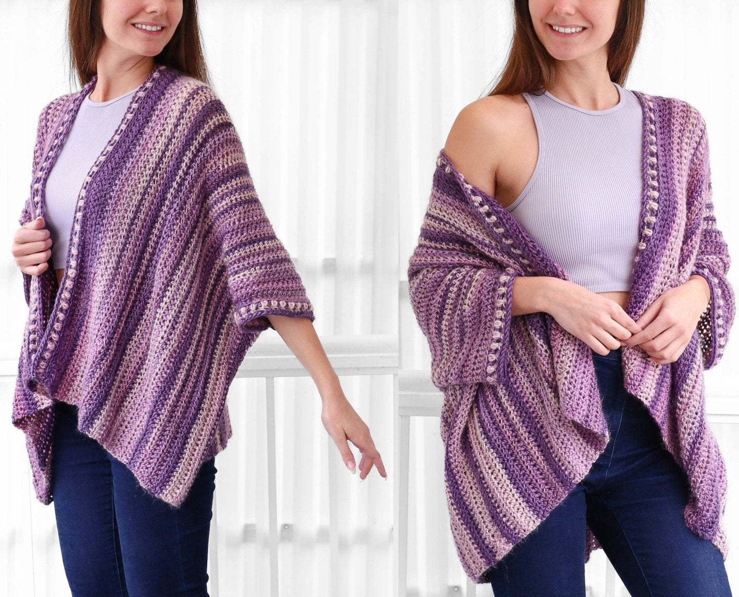 Crochet Pattern PONCHOVIA Poncho-Cardigan – PDF (XS–4XL) - Hakel Liebe