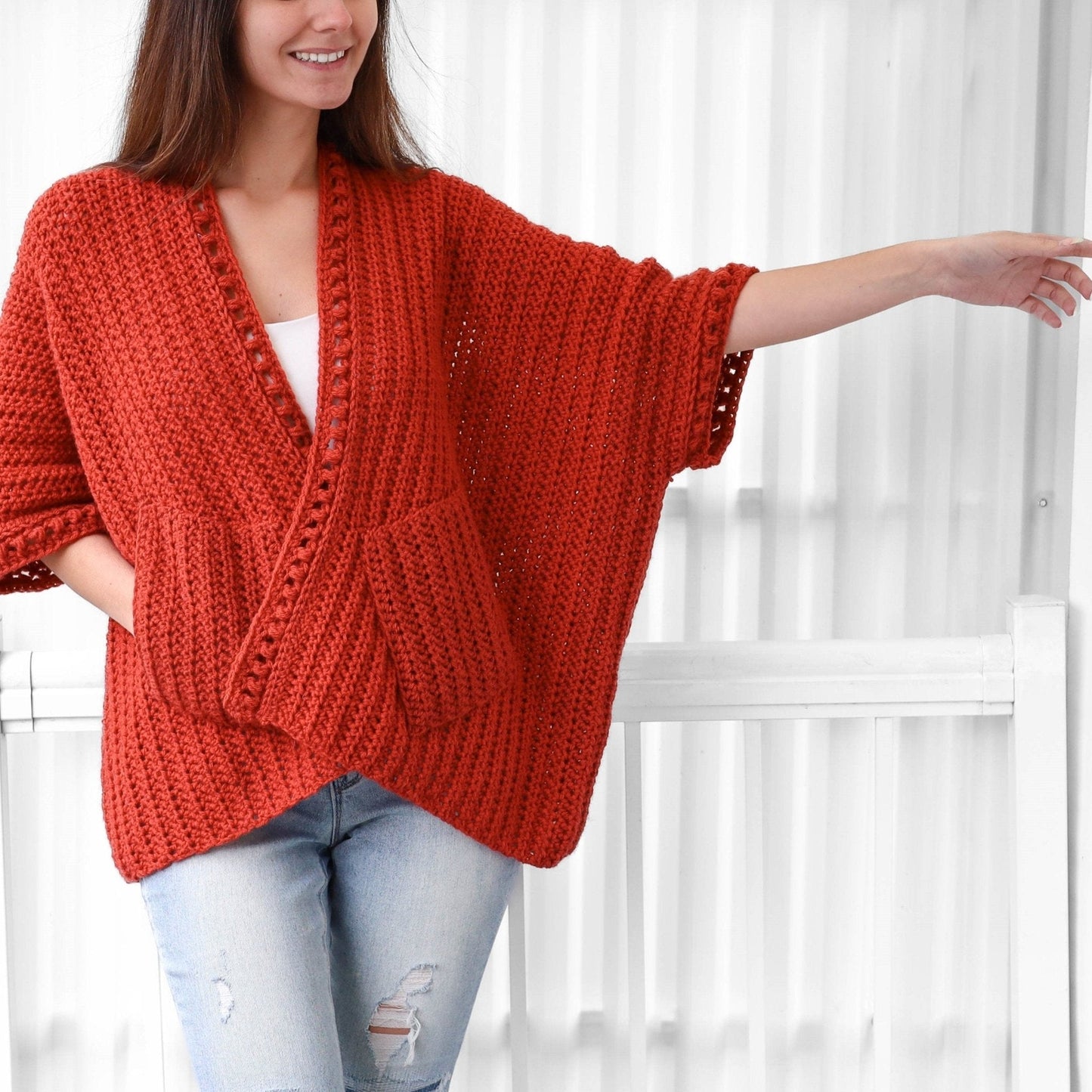 Crochet Pattern PONCHELIS Poncho-Cardigan – PDF (XS–4XL) - Hakel Liebe