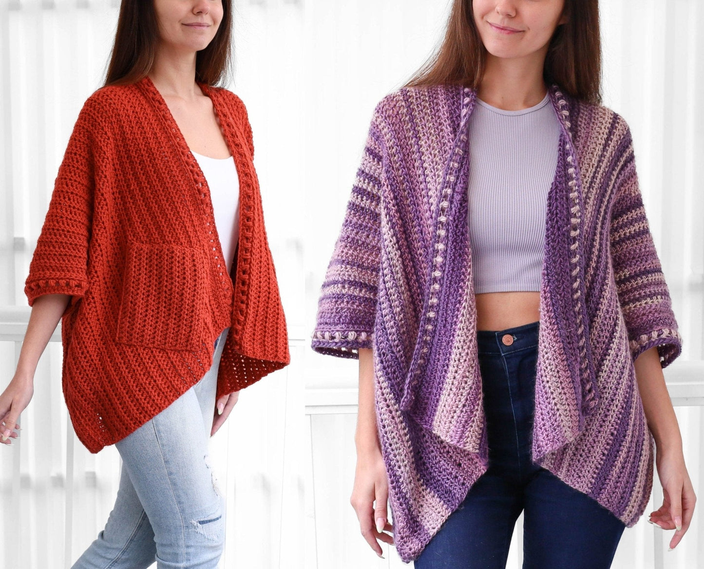 Crochet Pattern PONCHELIS Poncho-Cardigan – PDF (XS–4XL) - Hakel Liebe