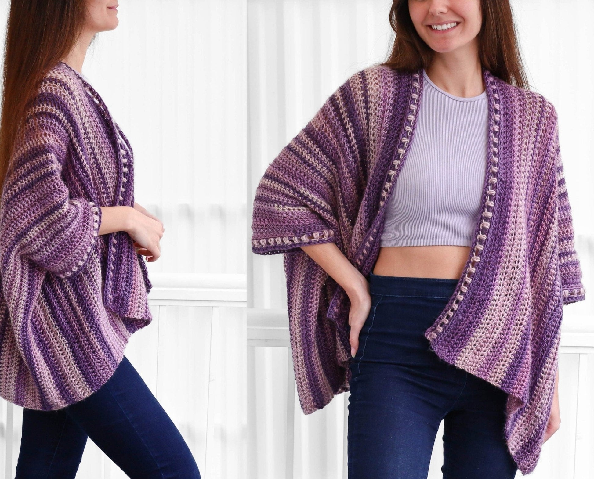 Crochet Pattern PONCHOVIA Poncho-Cardigan – PDF (XS–4XL) - Hakel Liebe