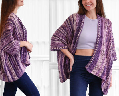 Crochet Pattern PONCHOVIA Poncho-Cardigan – PDF (XS–4XL) - Hakel Liebe