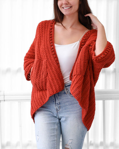 Crochet Pattern PONCHOVIA Poncho-Cardigan – PDF (XS–4XL) - Hakel Liebe