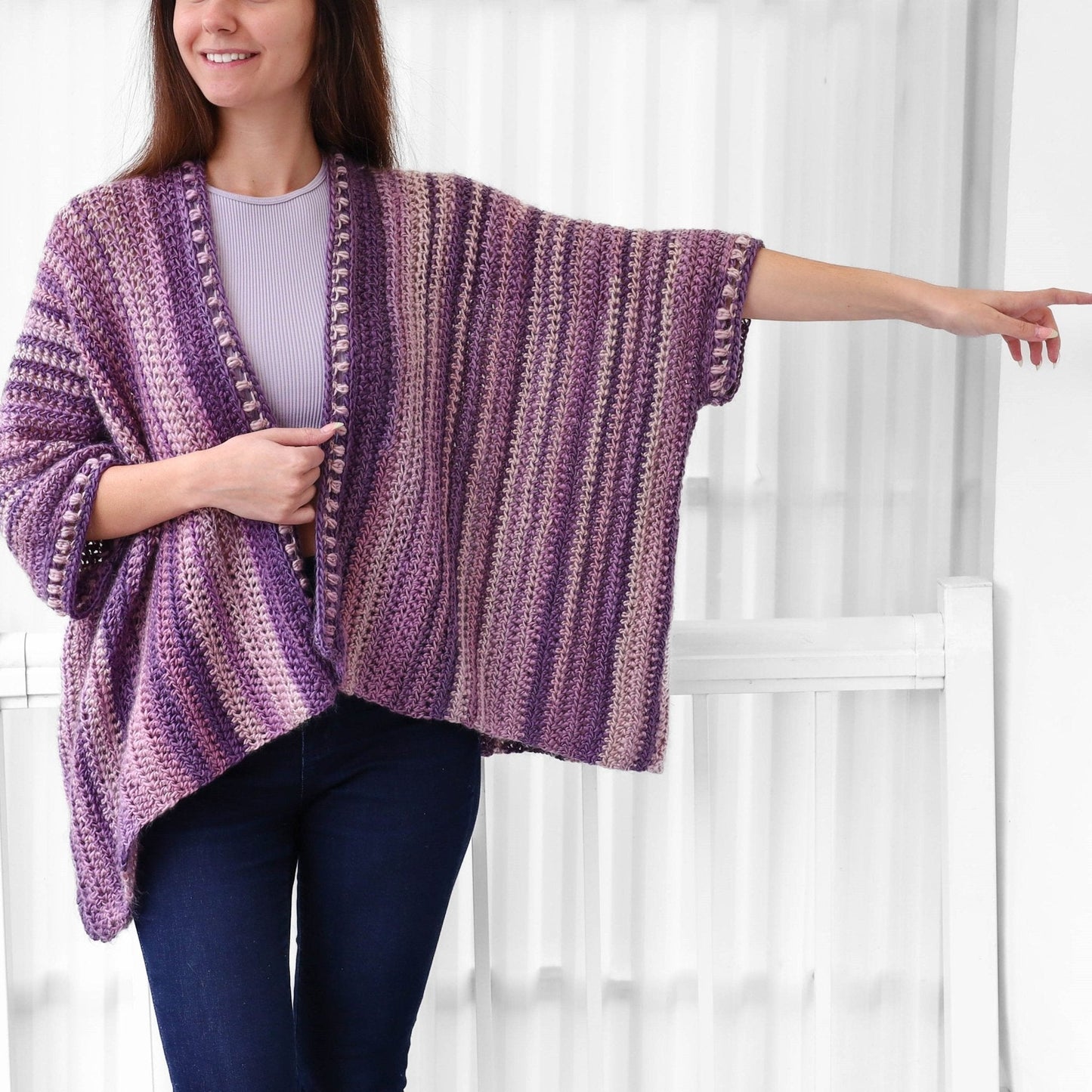 Crochet Pattern PONCHOVIA Poncho-Cardigan – PDF (XS–4XL) - Hakel Liebe