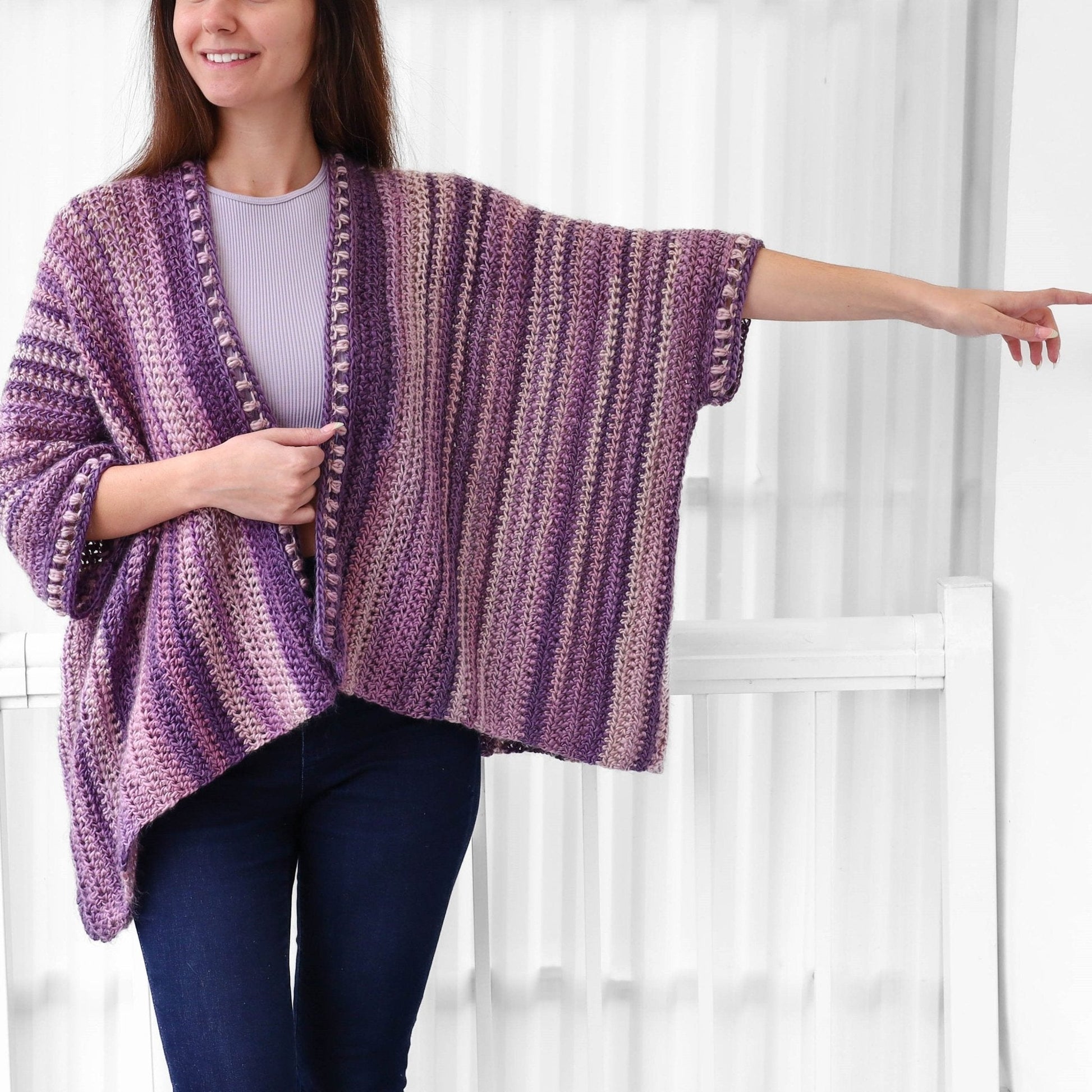 Crochet Pattern PONCHOVIA Poncho-Cardigan – PDF (XS–4XL) - Hakel Liebe