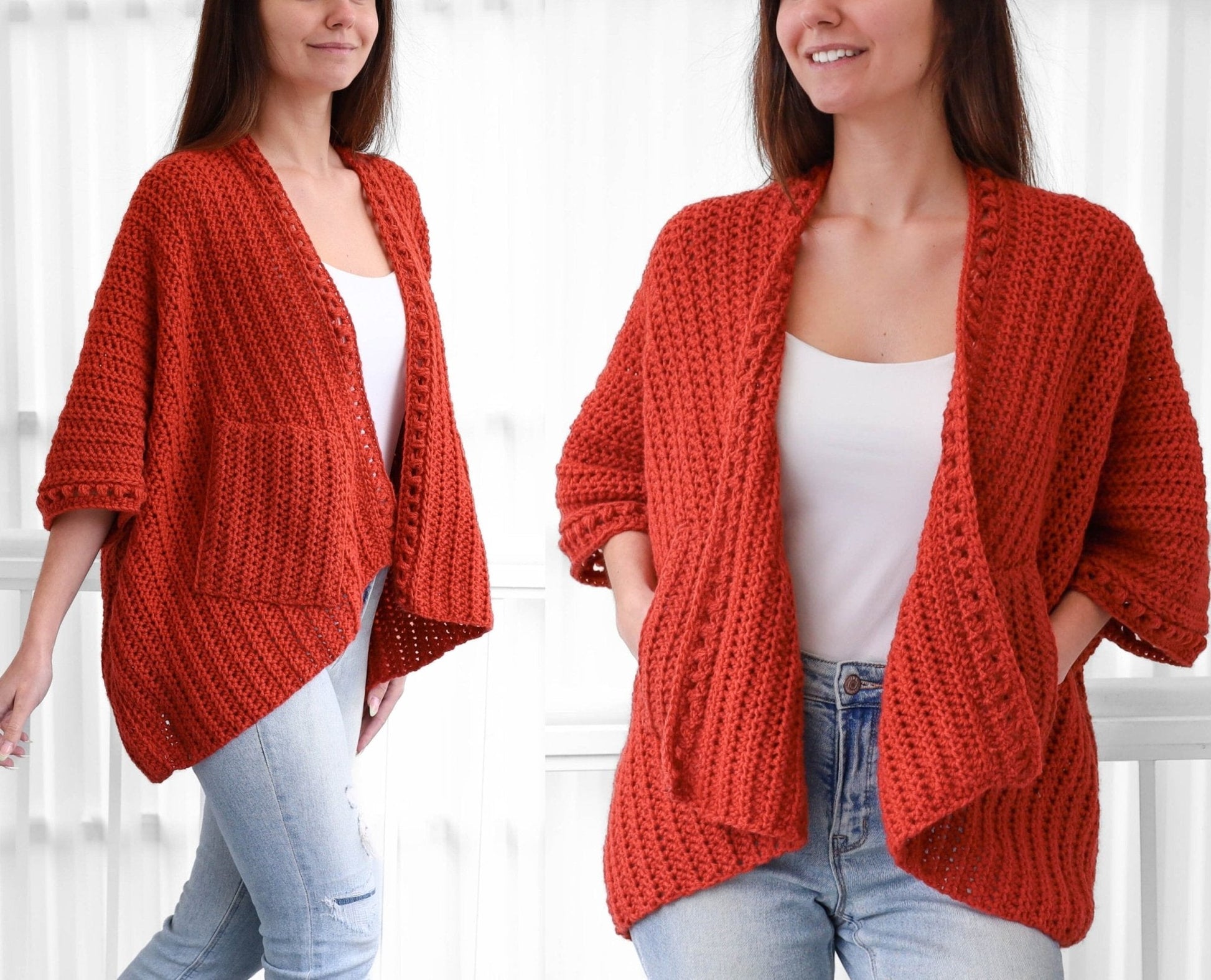 Crochet Pattern PONCHELIS Poncho-Cardigan – PDF (XS–4XL) - Hakel Liebe