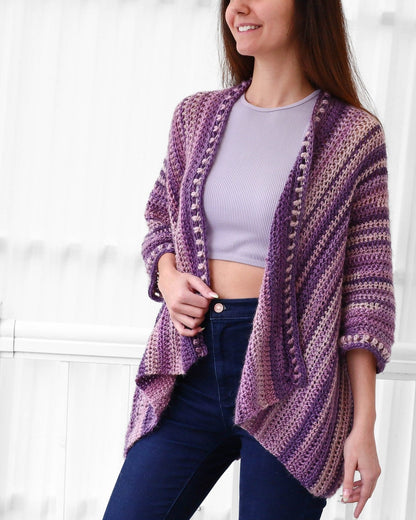 Crochet Pattern PONCHELIS Poncho-Cardigan – PDF (XS–4XL) - Hakel Liebe