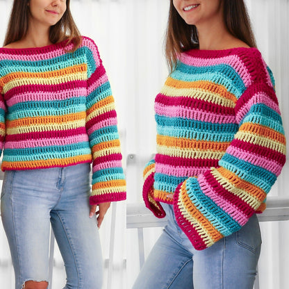 Crochet Pattern COLORIS Colorful Sweater – PDF (XS–3XL) - Hakel Liebe