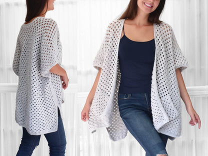 Crochet Pattern JOSELIS Poncho-Cardigan – PDF (XS–4XL) - Hakel Liebe